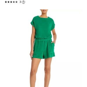 NWT- Monrow Green Short Sleeve Terry Cloth Romper - Medium